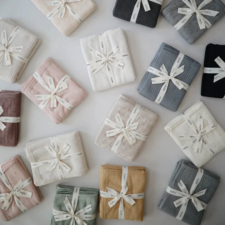 Mushie Honeycomb Knitted Baby Blanket VARIOUS COLOURS - Image 3