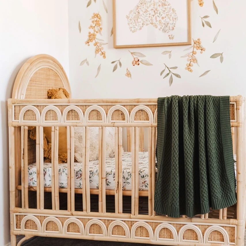 Diamond Knit Organic Baby Blanket - Olive - Image 2