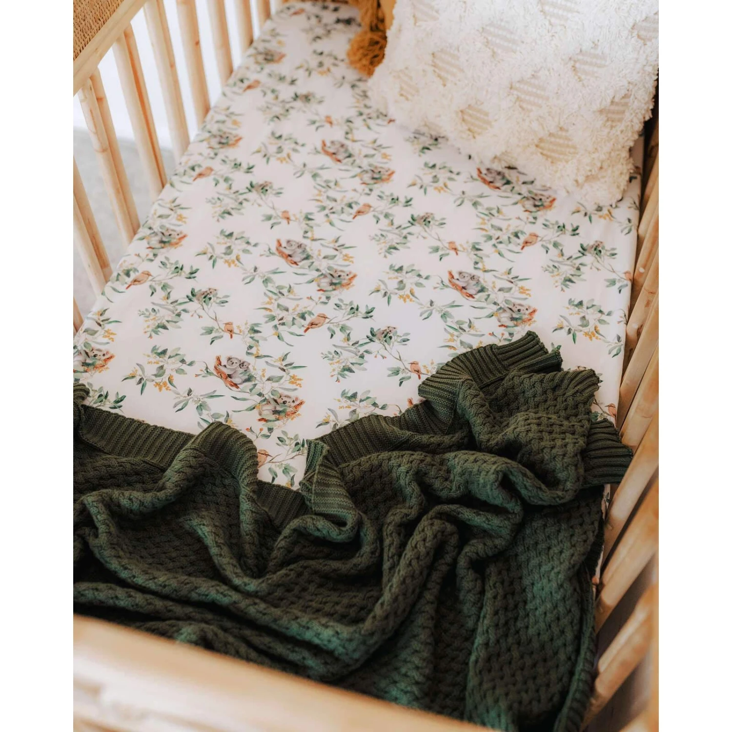 Diamond Knit Organic Baby Blanket - Olive - Image 3