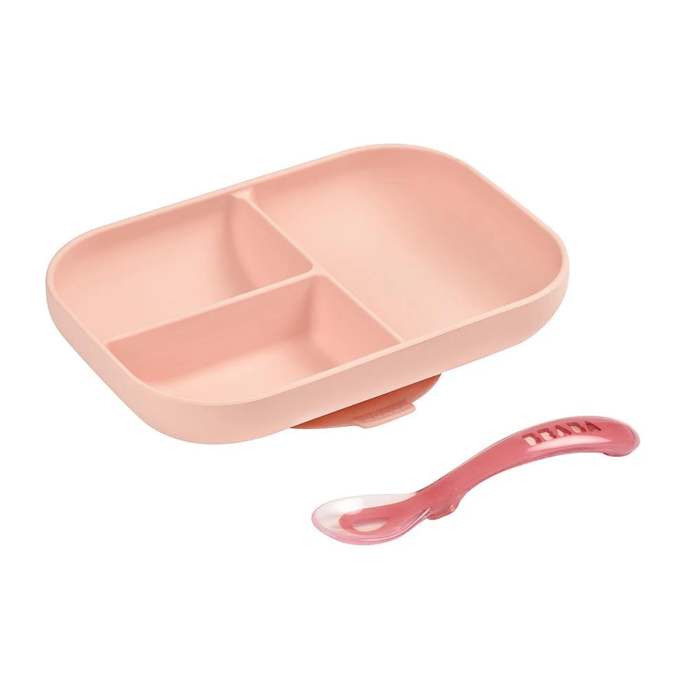 Beaba Silicone Suction Divided Plate & Spoon Set VARIOUS COLOURS - Image 3