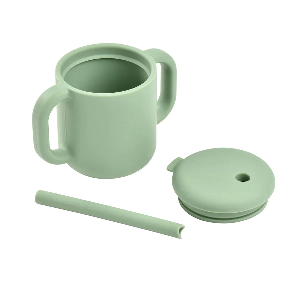 Beaba Silicone Straw Cup -Sage Green - Image 2