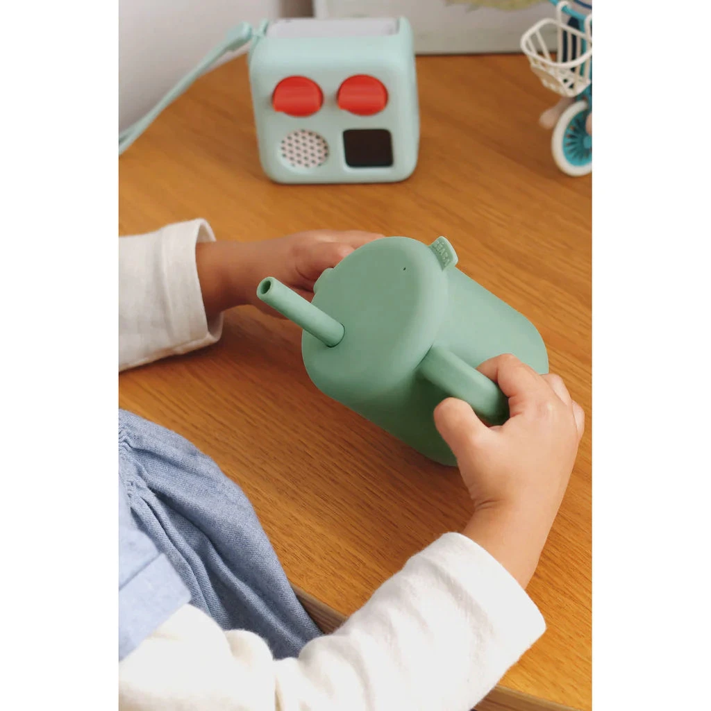Beaba Silicone Straw Cup -Sage Green - Image 4