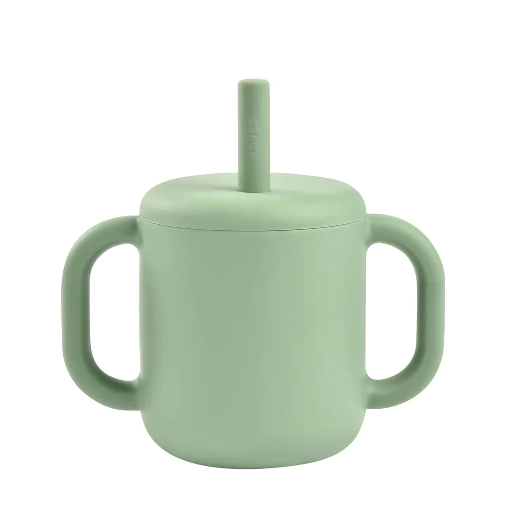 Beaba Silicone Straw Cup -Sage Green