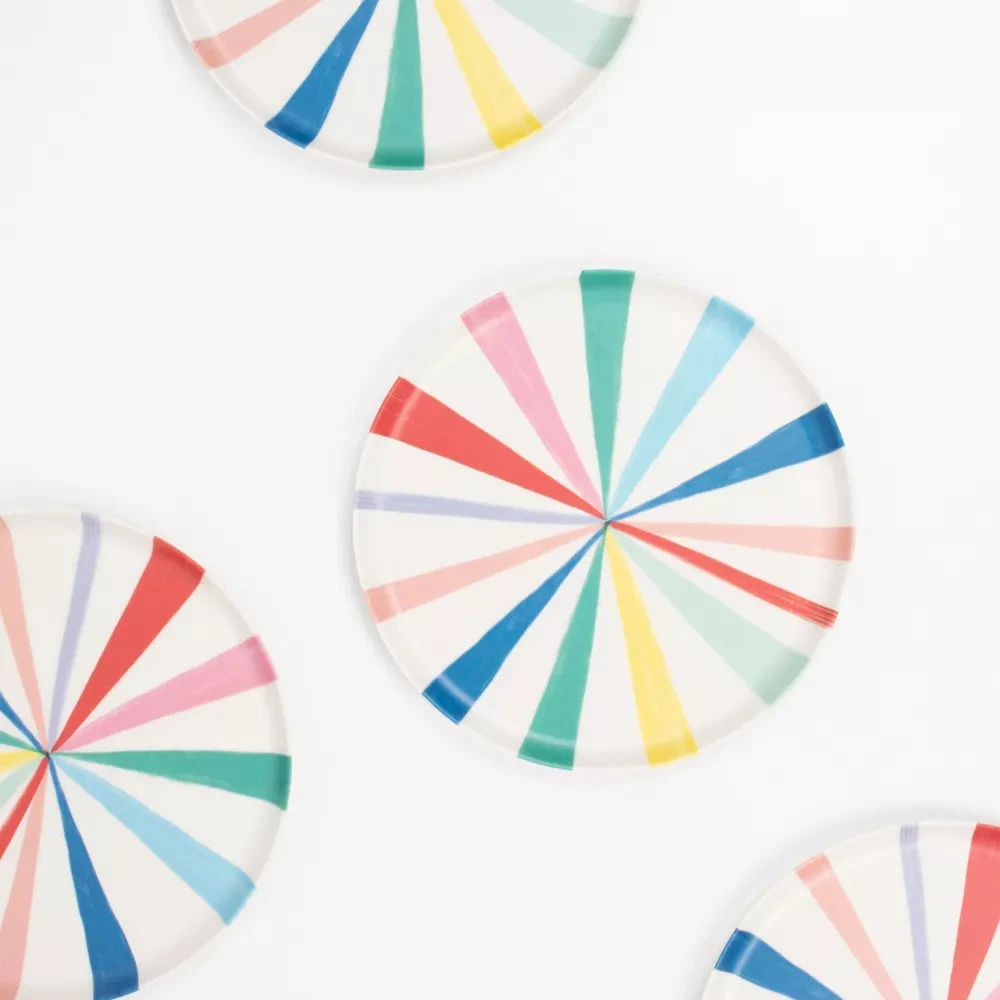 Meri-Meri Bright Stripe Reusable Bamboo Plates - Image 2