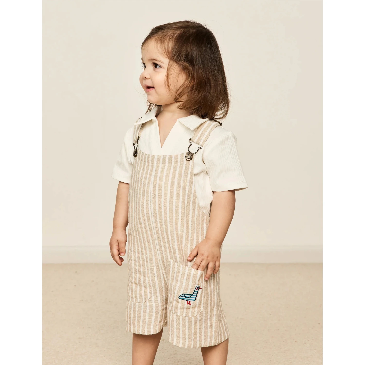 Taylor Overalls Beige Stripe Size 5