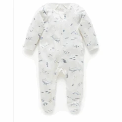 Zip Growsuit - Vanilla Nautical