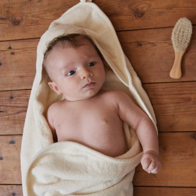 Organic Cotton Hooded Bath Towel - Natural - Image 2