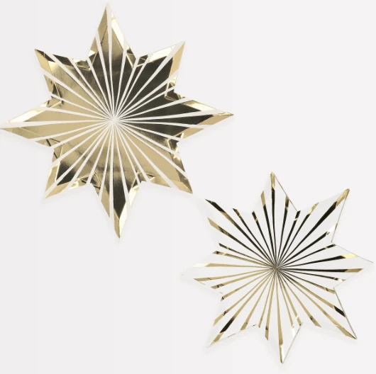 Meri-Meri Gold Stripe Star Plates