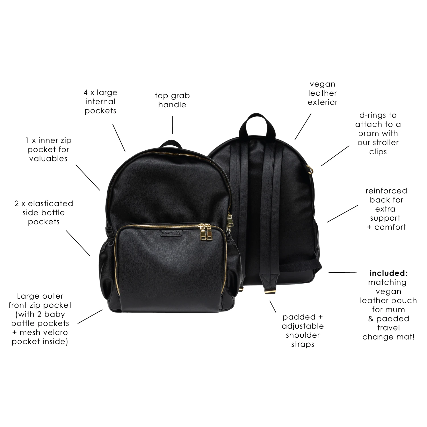 Baby Bag Backpack - Vegan Leather - Image 8