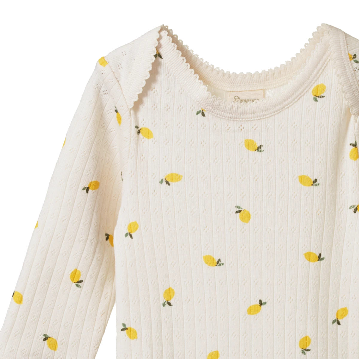 Pointelle Long Sleeve Bodysuit - Lemon Print - Image 2