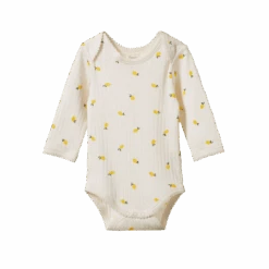 Pointelle Long Sleeve Bodysuit - Lemon Print