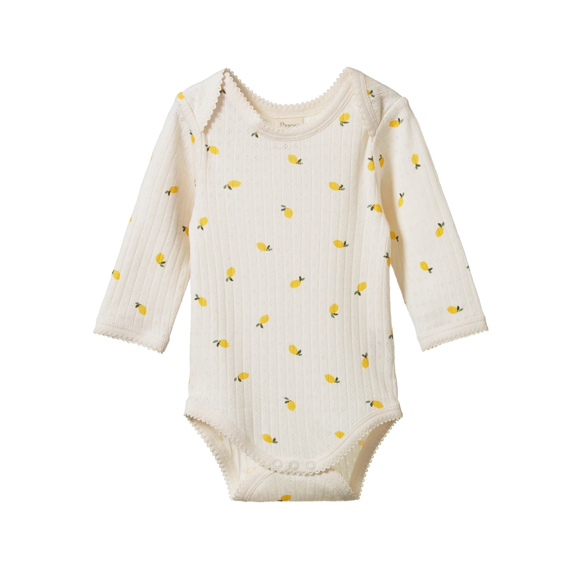 Pointelle Long Sleeve Bodysuit - Lemon Print