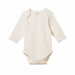 Organic Cotton Long Sleeve Bodysuit - Natural